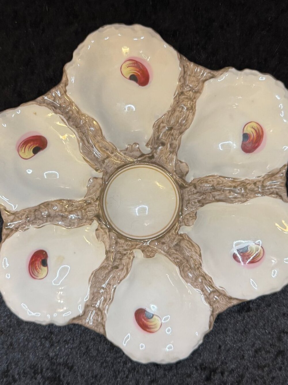 Antique Limoges Oyster Plate Hand Painted Shell Motif 8.75" A937